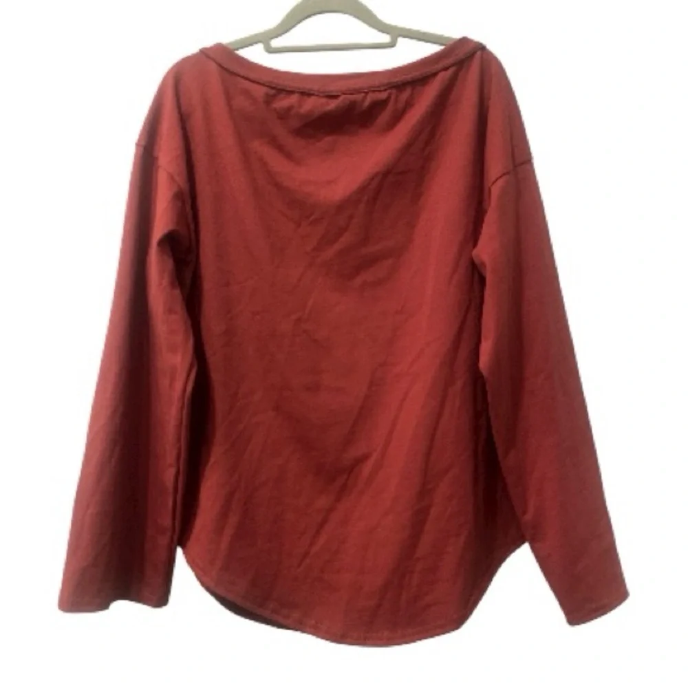FREE PEOPLE FP Beach‎ Pullover Long Sleeve Rust Oversized Top size small NWOT